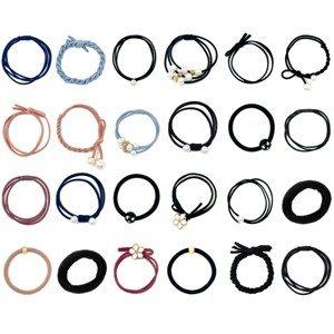 Wrapables Multicolor Hair Ties with Faux Pearl in Organza Pouches (Set of 24) - 1 of 4