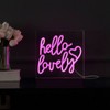 10" Hello Lovely Square Contemporary Glam Acrylic Box USB Operated LED Neon Light Pink - JONATHAN Y - 4 of 4
