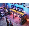 ODK 48 Inch Gaming Desk with USB Charging Ports and LED Lights, Reversible L Shaped Computer Desk with Storage Shelves & Monitor Stand - 2 of 3