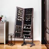 Costway Jewelry Cabinet Stand Mirror Armoire Lockable Organizer Large Storage Box White\Black\Brown - 4 of 4