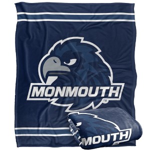 Monmouth University Primary Logo Stripes Silky 50x60 Blanket, 1 Sided - 1 of 4