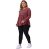 Women's Plus Size Pleat Peplum Curved Hem V Neck Ruffle Sleeve Casual Tunic Blouses - Agnes Orinda - 3 of 4
