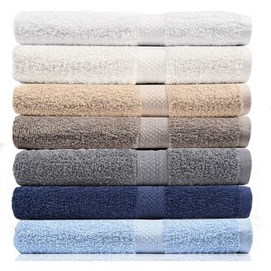 Deluxe Hotel 7-Pack 100% Cotton Bath Towels Extra Absorbent Plush & Durable for Ultimate Comfort And Quality - 27" x 52" - 1 of 4