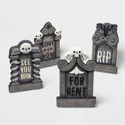 4pk Foam Gray and White Tombstone Halloween Decorative Prop - Hyde & EEK! Boutique™