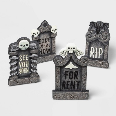 Photo 1 of *SEE NOTES - DAMAGED* 17 4pk Foam Gray/White Tombstone Decorative Halloween Prop - Hyde  EEK! Boutique