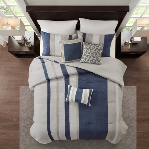 King Eveline 7pc Faux Suede Comforter Set Blue Target
