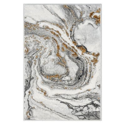 Luxe Weavers Marble Effect Abstract Gray 2x3 Indoor Area Rug