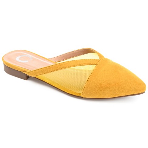 Journee Collection Womens Reeo Slip On Pointed Toe Mules Flats Yellow 8