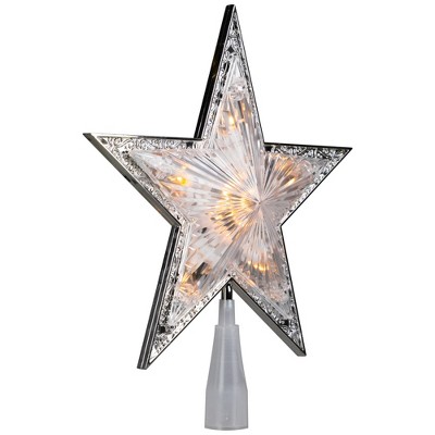 Clear Crystal Star Christmas Tree Topper with Metal Accents