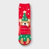 Kids' 2pk Christmas Tree Teddy Bear Cozy Crew Socks with Gift Card Holder - Wondershop™ Red - 2 of 3