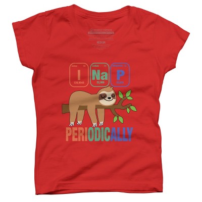 Girl's Design By Humans Funny Science Sloth i Nap Periodic Sloths Lovers By yargic T-Shirt