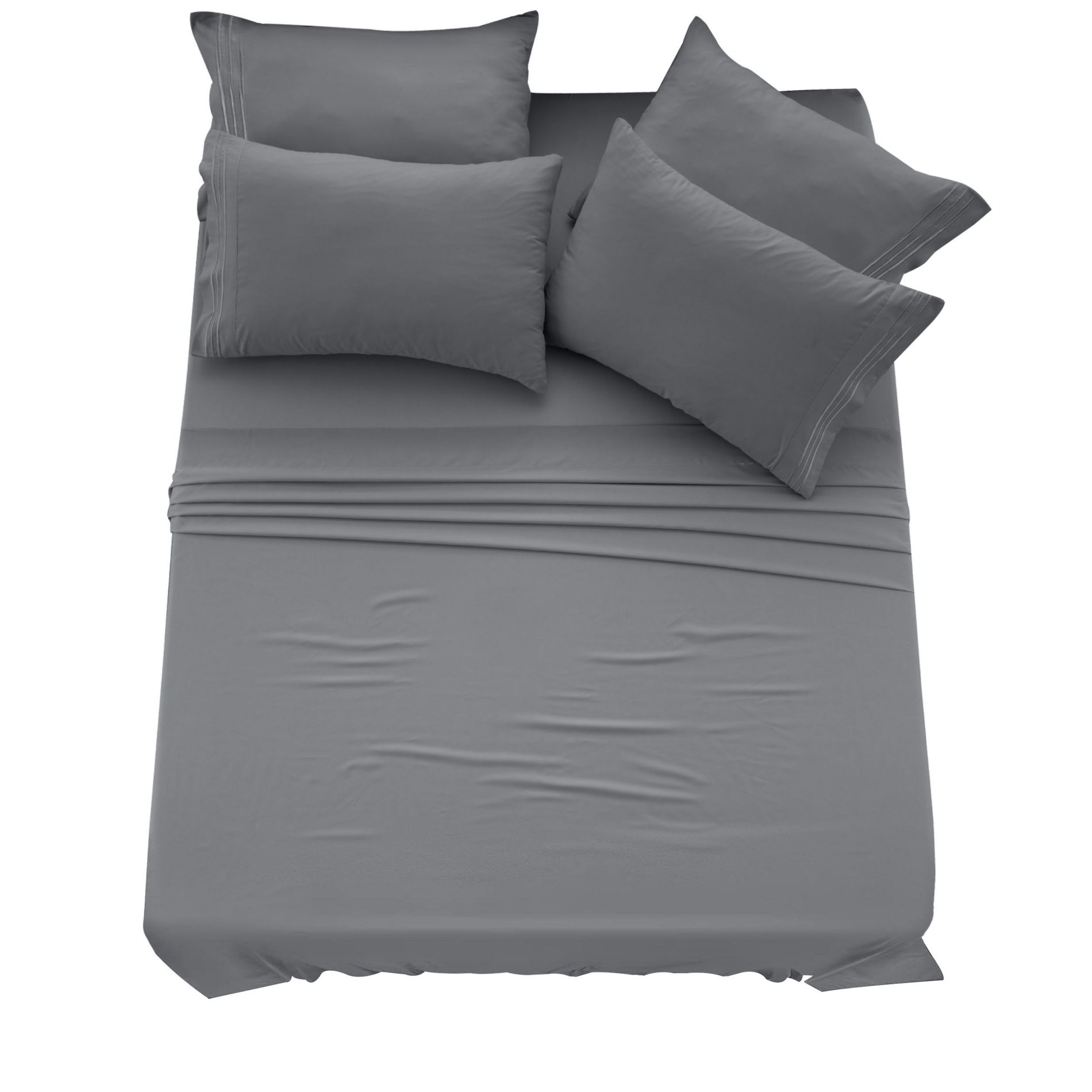 6 Piece Bed Sheet Set Ultra Soft Brushed Microfiber Solid Sheets with Pillow Cases - Lux Decor Collection