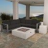Christopher Knight Home Cape Coral Outdoor Aluminum 5 Seater Sectional Sofa Chat Set with 50000 BTU Fire Pit - 2 of 4
