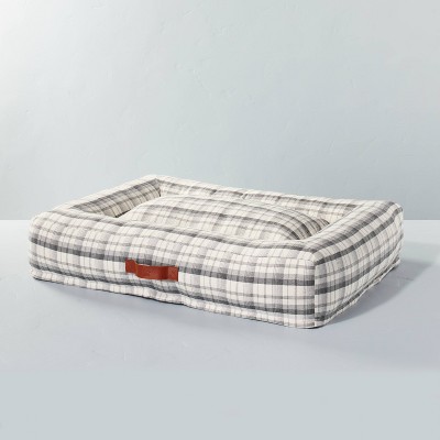 Large Neutral Plaid Pet Bed Gray/Cream - Hearth & Hand™ with Magnolia