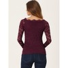 Allegra K Women's Off Shoulder Floral Lace Sheer Long Sleeves Lined Casual Blouse - 3 of 4