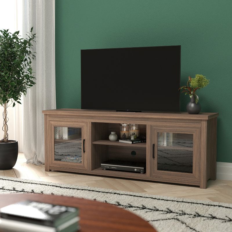 Emma and Oliver TV Stand for up to 80" TV's - 65" Media Console with Classic Full Glass Doors & 3 Adjustable Shelves, 3 of 15