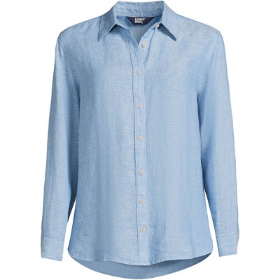 Lands' End Women's Linen Classic Shirt - X Large - Soft Blue Linen : Target