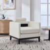 CAVINAS Wide Modern Farmhouse Accent Chair with Pillow Back&2 Bolster Pillows,Comfy Boucle Armchair for Living Room,Office&Lounge - 2 of 4