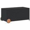 vidaXL Garden Storage Box with Wheels Black 50.2 Gallon Poly Rattan - 2 of 4