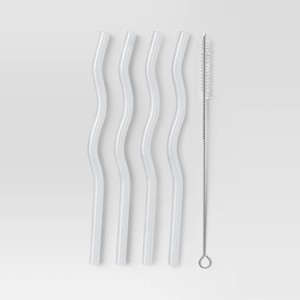 4pk Tritan Glass Straws Clear - Room Essentials™ - 1 of 3