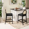 Okak Set of 2 Solid Wood Upholstered Bar Stools for Dining Rooms,Cane Rattan Kitchen Island Counter Chairs with Curved Back - 2 of 4