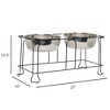 YML 10-Inch Wrought Iron Stand with Double Stainless Steel Feeder Bowls - 3 of 4