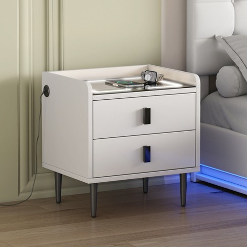 Vasagle Nightstand With Charging Station, Night Stand, Side Table With 2  Drawers : Target