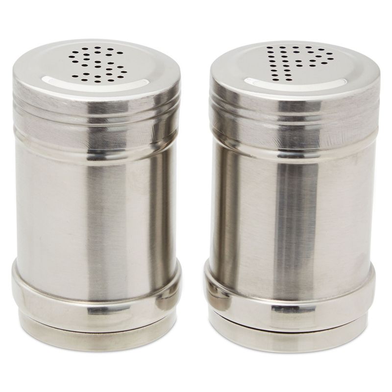 Juvale 2 Ounce Stainless Steel Metal Salt and Pepper Shakers for Kitchen Counter, Dinner Table, Condiments, Perforated "S" and "P" Caps, 3.5 in, 6 of 10