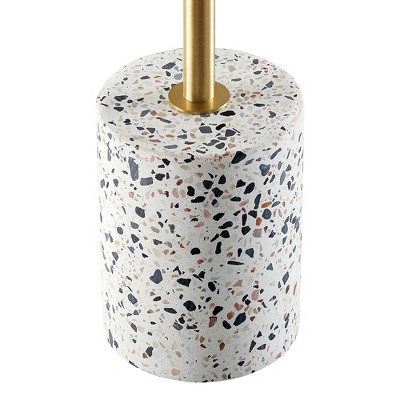 White Terrazzo and Brass Table Lamp with Glass Globe Shade