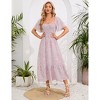 Clearlove Women's 2025 Spring Summer Boho Midi Dress Flutter Sleeve Square Neck Flowy Smocked Tiered Party Ruffle Dress - 4 of 4