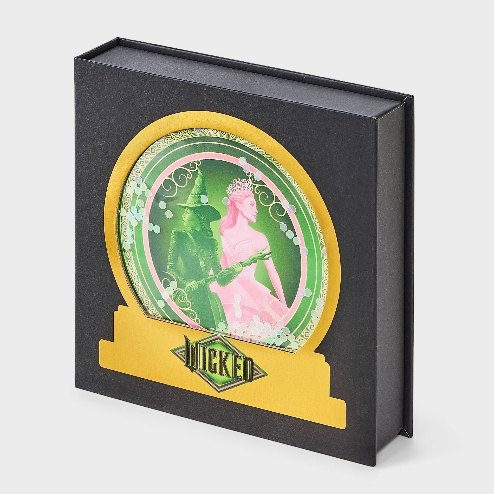 Women's Wicked Snow Globe Box of Cozy Embroidered Crew Socks - Pink/Black 4-10