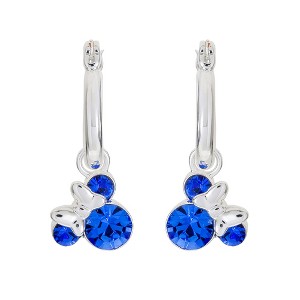 Disney Minnie Mouse Silver Plated Hoop Latch Back Birthstone Earrings - 1 of 4