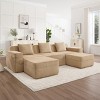 U‑Shape Corduroy Modular Sectional Sofa, 3-Seat Sofa with 2 Movable Ottomans, Modern Sofa with Throw Pillows for Living Room-Koiai - 3 of 4
