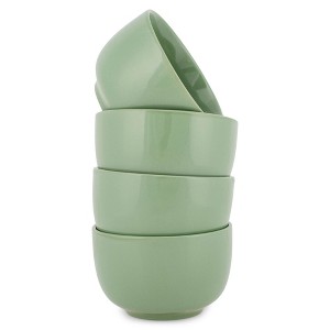 Elanze Designs Bistro Glossy Ceramic 4 inch Dessert Bowls Set of 4, Sage Green - 1 of 4