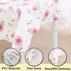 PiccoCasa Vinyl Pink Flower Print Square Water Oil Resistant Tablecloths 53" x 53" 1 Pc - 2 of 3