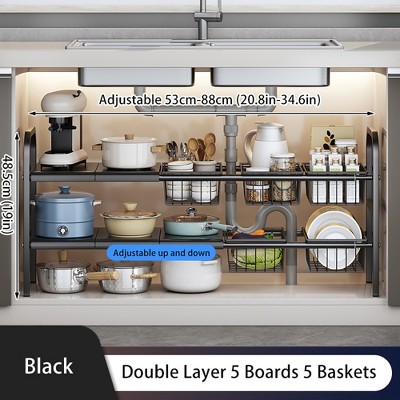 1 Set Multipurpose Expandable Cabinet Shelf Rack,Kitchen Countertop Cupboard Organizers And Pantry Storage Shelves Kitchen Under Sink Organizer