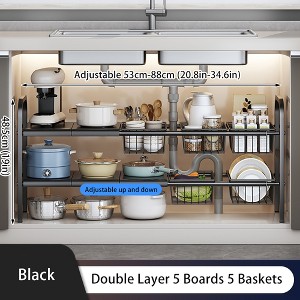 1 Set Multipurpose Expandable Cabinet Shelf Rack,Kitchen Countertop Cupboard Organizers And Pantry Storage Shelves Kitchen Under Sink Organizer - 1 of 4