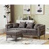 105.5'' Point-Shaped Corduroy Curved Sofa, L-Shaped Sectional Sofas Modern Minimalist Cloud 3-4 Seater Couch with 2 Pillows, No Assembly Required - 3 of 4