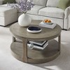 Lyngins 40" Pine Wood Coffee Table, Large Curved 2-Tier Tea Table, Mid Century Round Table, Rustic Center Table & Living Room Table - 3 of 4