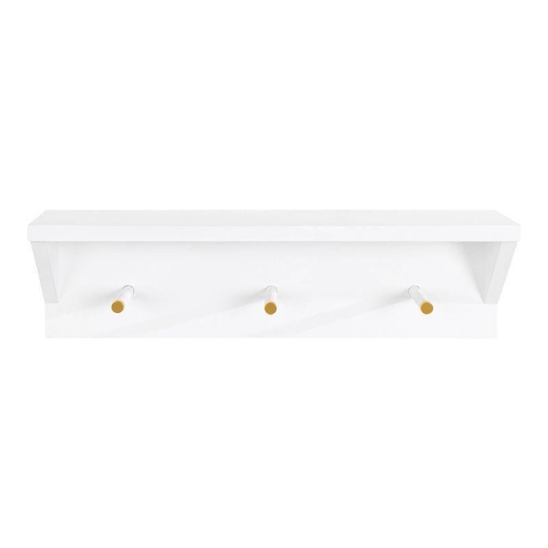 18&#34; x 5&#34; Adlynn Decorative Wall Shelf with Pegs White - Kate &#38; Laurel All Things Decor, 3 of 10