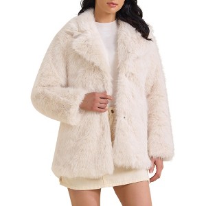 INSPIRE CHIC Women's Faux Fur Fluffy Long Sleeve Lapel Winter Outerwear Coat - 1 of 4