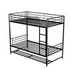 TIRAMISUBEST Twin Over Twin/Full Over Full Bunk Bed with Storage Shelf and Guardrails, Metal Bunk Bedframe with Ladder and Slats Support - 3 of 4