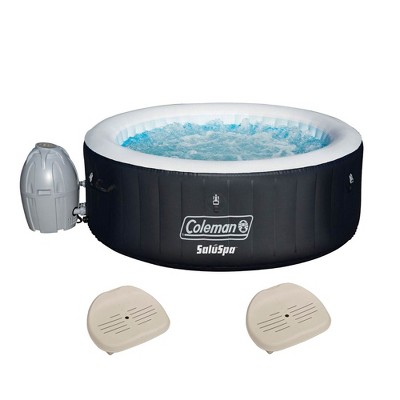 Coleman Saluspa 4 Person Square Portable Inflatable Outdoor Hot Tub Spa &  Intex Purespa Attachable Cup Holder And Refreshment Tray Accessory : Target