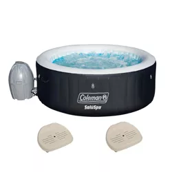 Coleman SaluSpa 4 Person 60 AirJet Pop-Up Inflatable Outdoor Hot Tub Spa with 2 Intex Non-Slip Adjusting Hot Tub Seat Accessories