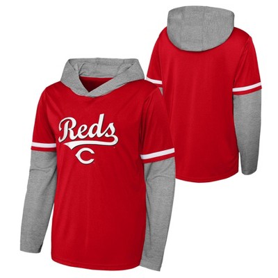 Mlb Cincinnati Reds Boys' Poly Hooded Sweatshirt - Xl : Target