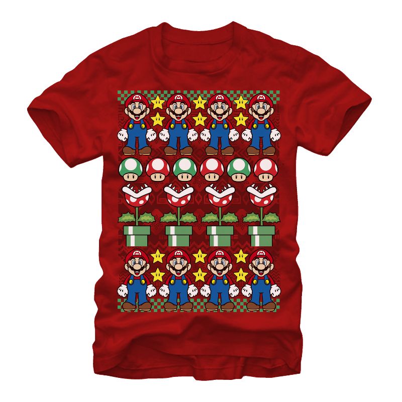 Men's Nintendo Ugly Christmas Mario T-Shirt, 1 of 5