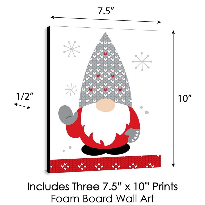 Big Dot of Happiness Christmas Gnomes - Holiday Wall Art Room Decor - 7.5 x 10 inches - Set of 3 Prints, 6 of 9