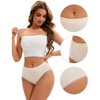 INSPIRE CHIC 2 Pcs Women's Lace Trim Panties Full Coverage Mid-Waisted Butt Lifter No Trace Briefs - 3 of 4