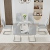 NicBex 63" Dining Table Set for 6 Rectangular Transprant Tempered Glass Dining Table with White MDF OC Bracket with 6 Chairs - 2 of 4