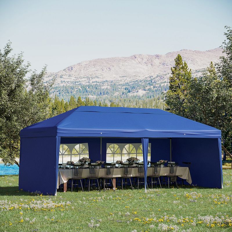 Outsunny 10' x 20' Heavy Duty Pop Up Canopy Party Tent with 4 Removable Sidewalls, Outdoor Cabana Gazebo with Carry Bag, Weather Protection, 4 of 12